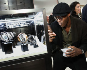Aldis Hodge snaps a shot of the newest models from Greubel Forsey