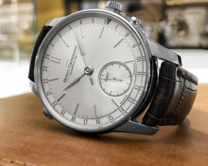 The new GMT in white gold with argenté dial from Moritz Grossmann