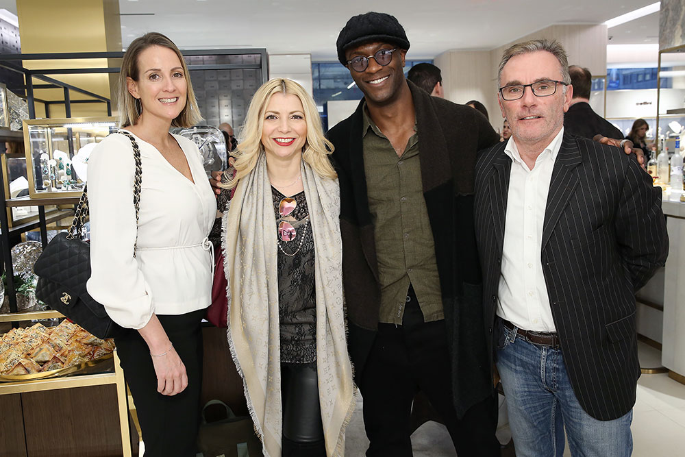 From left: Sara Orlando (Publisher - WatchTime), Ana Martins (Ana Martins Communications), Aldis Hodge (actor and watchmaker), Jean-Marc Bories (MB&F)