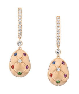 Treillage Multi-Colored Rose Gold Drop Earrings