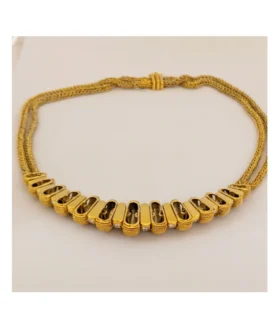 Cellini 18KT Gold & Diamond 3.28cts. Barrel Necklace with Double Chain