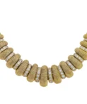 18KT Gold & Diamond 3.28cts. Barrel Necklace with Double Chain