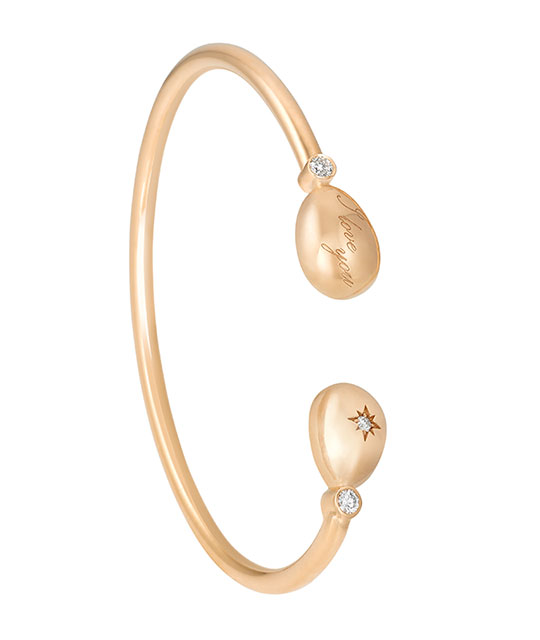 Simple I Love You Rose Gold Open Bangle