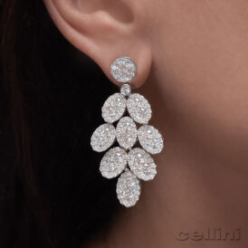 Pavé Diamond Oval Drop Earrings