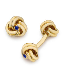 Gold Double Knot with Sapphire Cufflinks