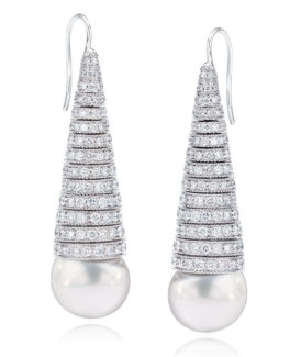 Diamond and Pearl Cone Earrings