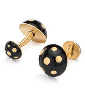 Polka Dot Cufflinks with Black Enamel