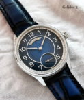 Laine_G2 flat Closeup Drk Blue Dial Strap Silver hands arabic numbers