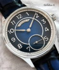 Laine_G2 flat Closeup Drk Blue Dial Strap Silver hands Arabic numbers