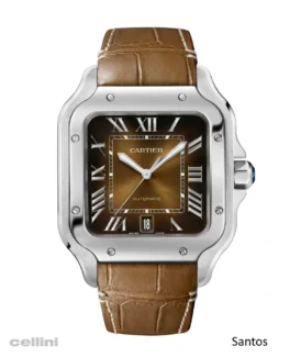Cartier Santos Steel Brown Dial Watch