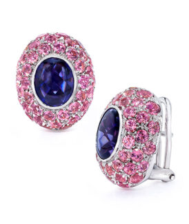 Iolite and Pink Sapphire Earrings