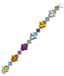 Semi-Precious Diamond Square Bracelet