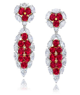 Marquis-Shaped Burmese Ruby Drop Earrings
