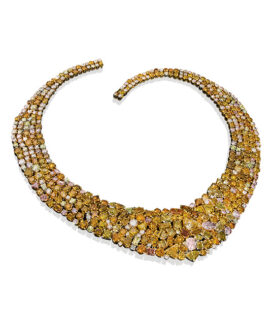 Natural Fancy Multi-Color Diamond Bib Necklace
