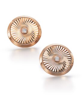 Rose Gold and Diamond Round Cufflinks