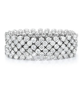 6-Row Round Brilliant Diamond Bracelet