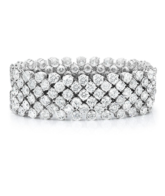 6-Row Round Brilliant Diamond Bracelet