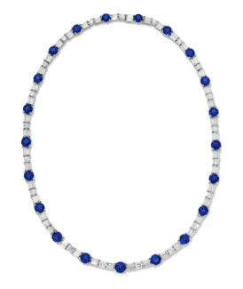 Sapphire and Baguette Diamond Necklace