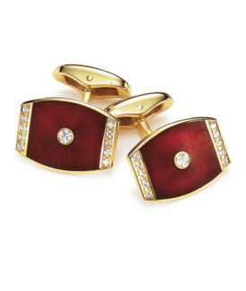 Red Enamel and Diamond Cufflinks