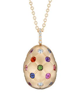 Treillage Multi-Colored Rose Gold Pendant