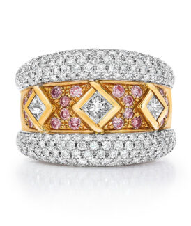 Princess-Cut Pink and White Diamond Ring