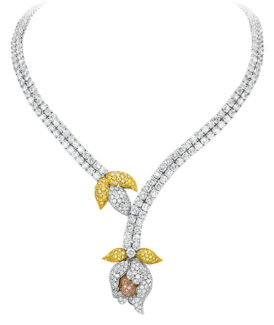 Fancy Color Diamond Flower Bud Necklace