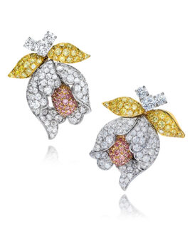 Fancy Color Diamond Flower Bud Earrings