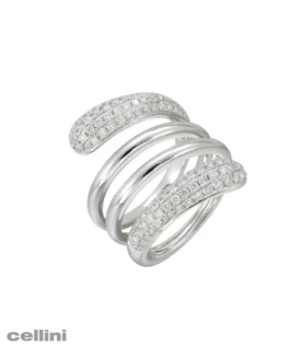 White Gold Diamond Spiral Ring