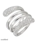 White Gold Diamond Spiral Ring