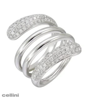 White Gold Diamond Spiral Ring