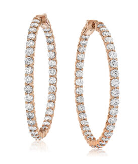 Rose Gold Hoop Earrings with Diamonds