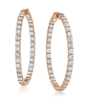 Rose Gold Hoop Earrings with Diamonds