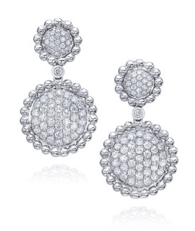Beaded White Gold and Pavé Diamond Drop Earrings