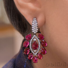 Ruby and Diamond Drop Earrings