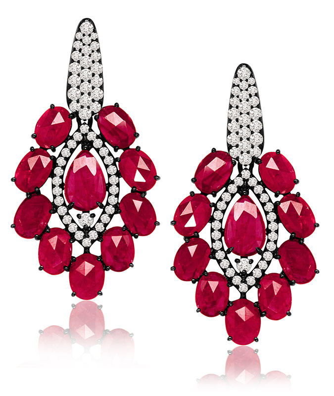 Ruby and Diamond Drop Earrings