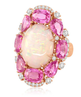 Opal and Pink Sapphire Ring
