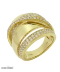 4 Row Yellow Gold And Diamond Ring