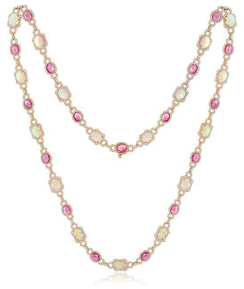 Opal and Pink Sapphire Necklace