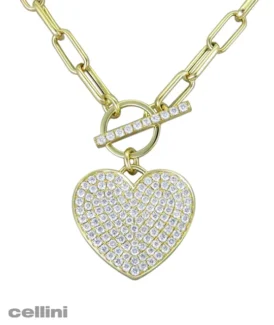 Yellow Gold Diamond Toggle Heart Necklace