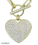 Yellow Gold Diamond Toggle Heart Necklace