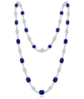 Cabochon Tanzanite and Pavé Diamond Necklace