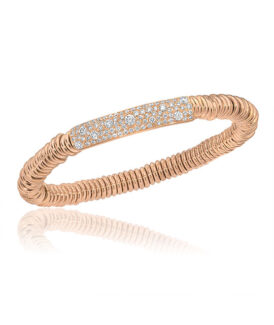 Pavé Diamond Rose Gold Rondelle Stretch Bracelet