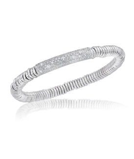 Pavé Diamond White Gold Rondelle Stretch Bracelet