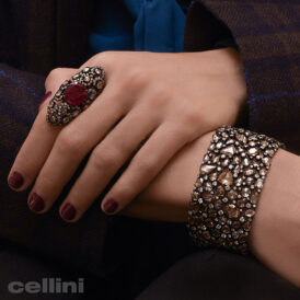 Ruby and Brown Diamond Shield Ring