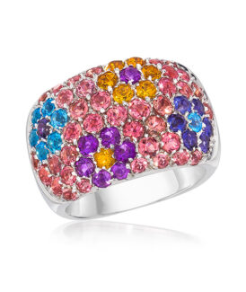 Wide Pink Tourmaline Flower Band