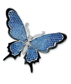 Blue Sapphire Butterfly Brooch