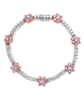 Pink Diamond Flower Bracelet
