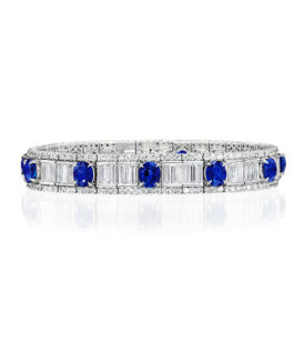 Oval Sapphire and Baguette Diamond Bracelet