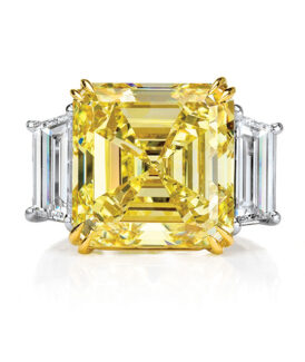 Fancy Yellow Asscher-Cut Diamond Ring