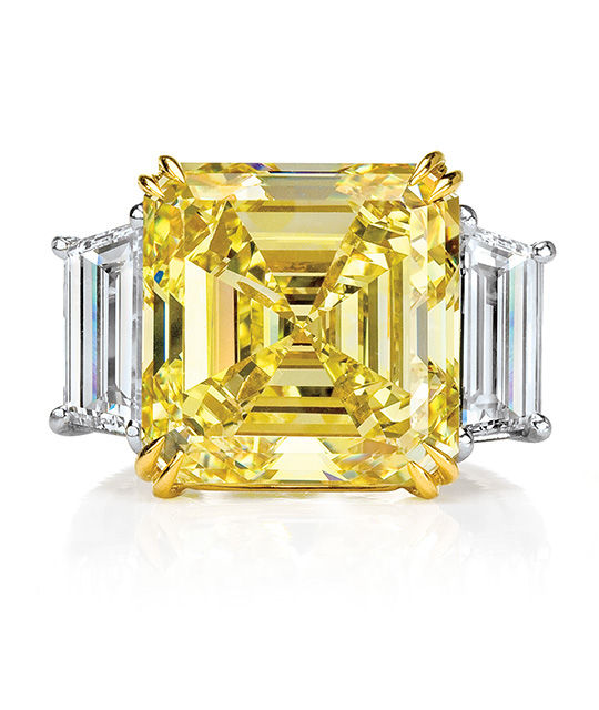 Fancy Yellow Asscher-Cut Diamond Ring